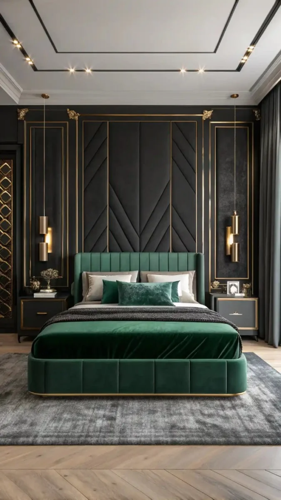 23 Black Green And Gold Bedroom Ideas That Look Expensive 3 image 322