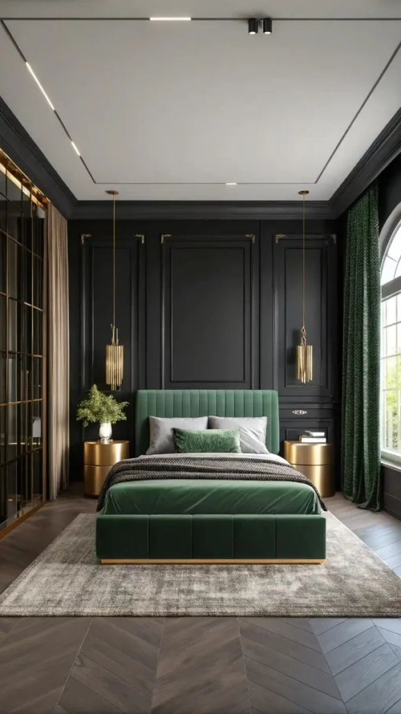 23 Black Green And Gold Bedroom Ideas That Look Expensive 5 image 325