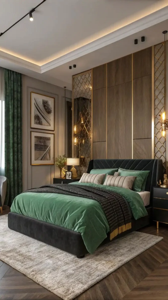 23 Black Green And Gold Bedroom Ideas That Look Expensive 6 image 327