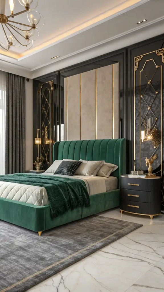 23 Black Green And Gold Bedroom Ideas That Look Expensive 7 image 328