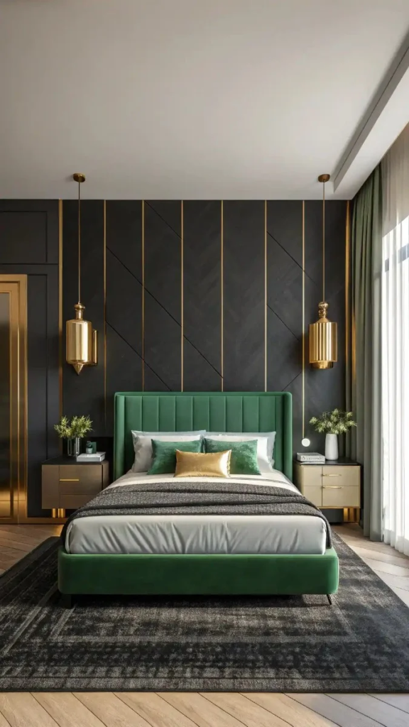 23 Black Green And Gold Bedroom Ideas That Look Expensive 8 image 330