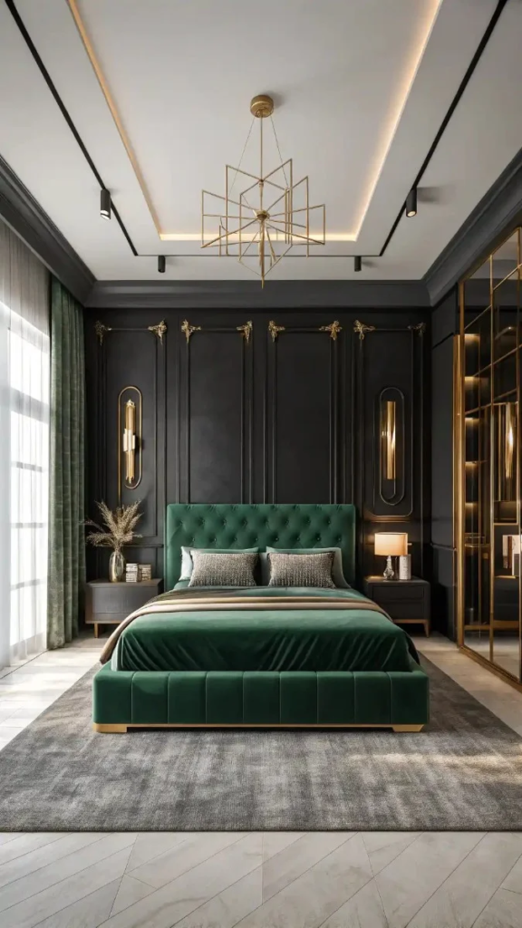 23 Black Green And Gold Bedroom Ideas That Look Expensive 13 image 334
