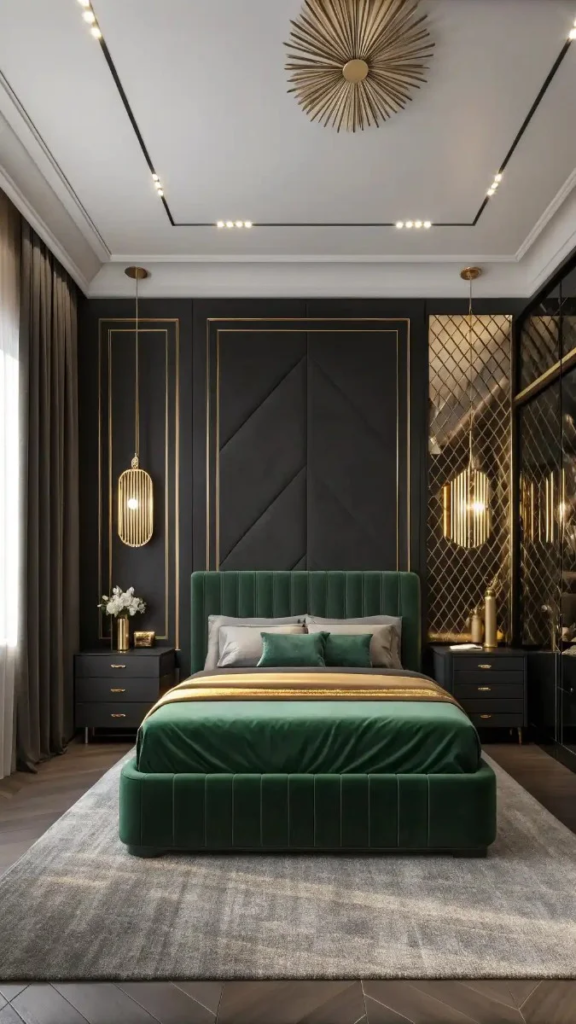 23 Black Green And Gold Bedroom Ideas That Look Expensive 14 image 335