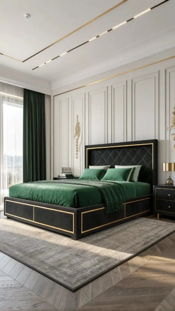 23 Black Green And Gold Bedroom Ideas That Look Expensive 15 image 336