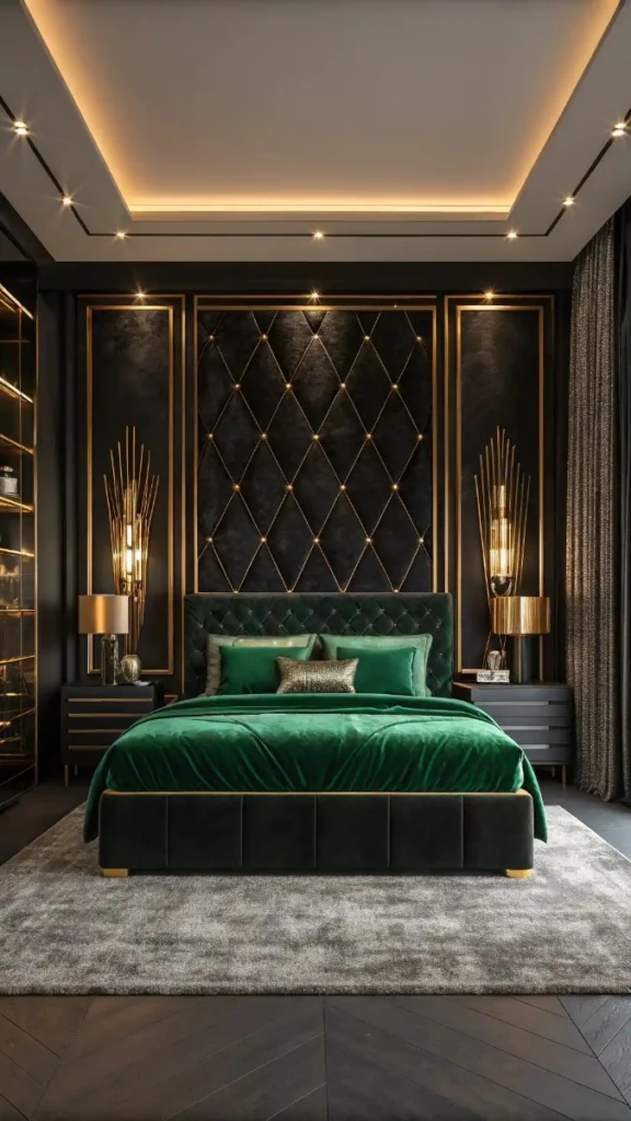 23 Black Green And Gold Bedroom Ideas That Look Expensive 16 image 337