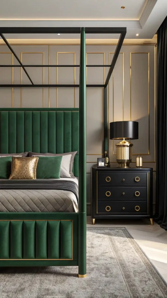 23 Black Green And Gold Bedroom Ideas That Look Expensive 17 image 338