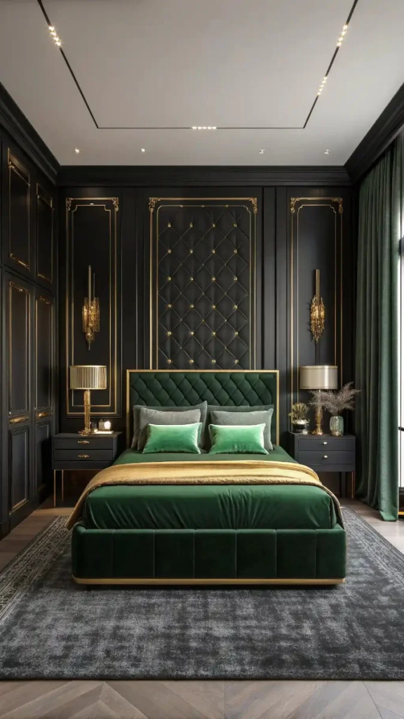 23 Black Green And Gold Bedroom Ideas That Look Expensive 18 image 339
