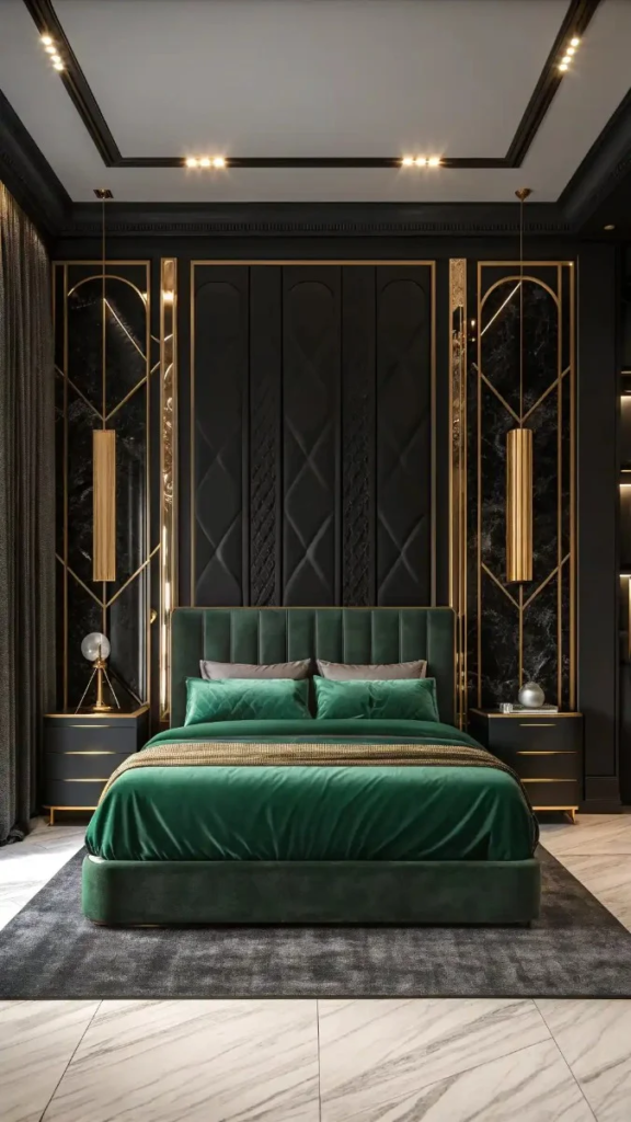 23 Black Green And Gold Bedroom Ideas That Look Expensive 19 image 340