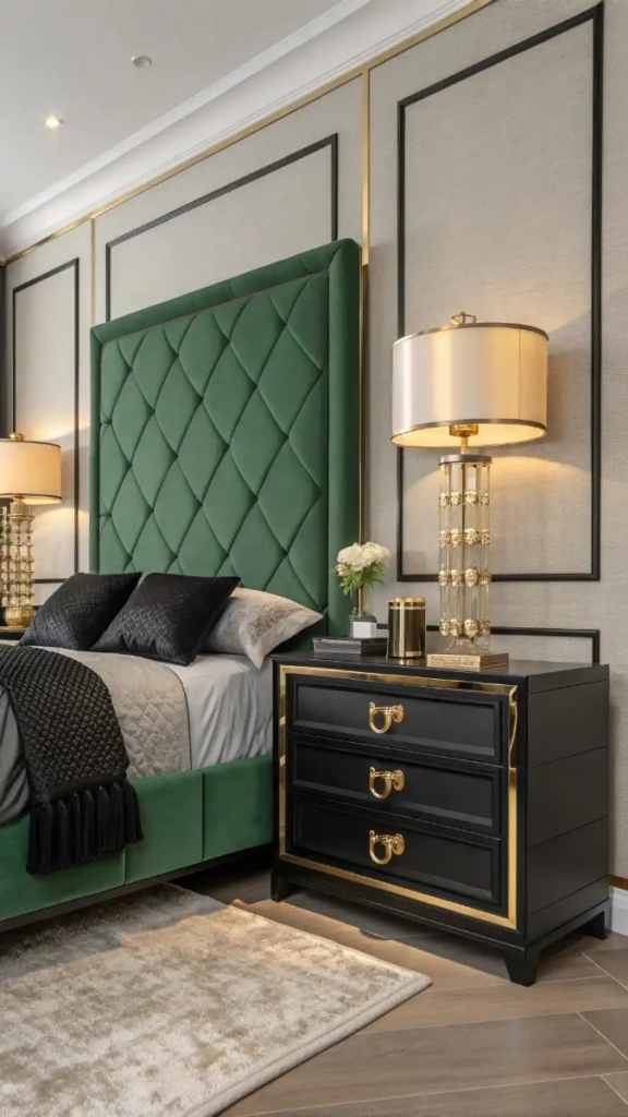23 Black Green And Gold Bedroom Ideas That Look Expensive 20 image 341