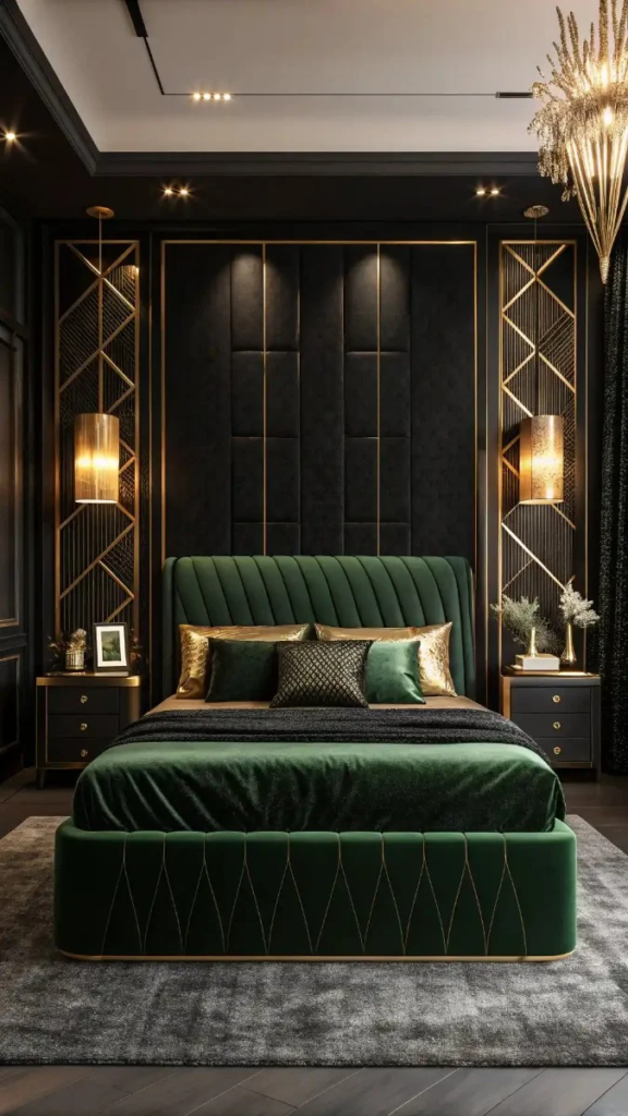 23 Black Green And Gold Bedroom Ideas That Look Expensive 23 image 344