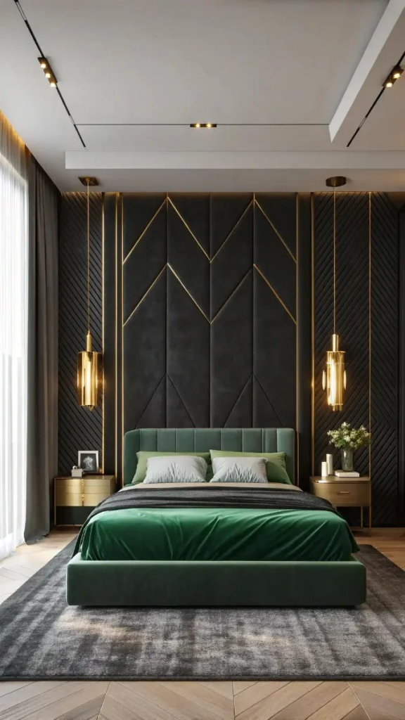 23 Black Green And Gold Bedroom Ideas That Look Expensive 24 image 345