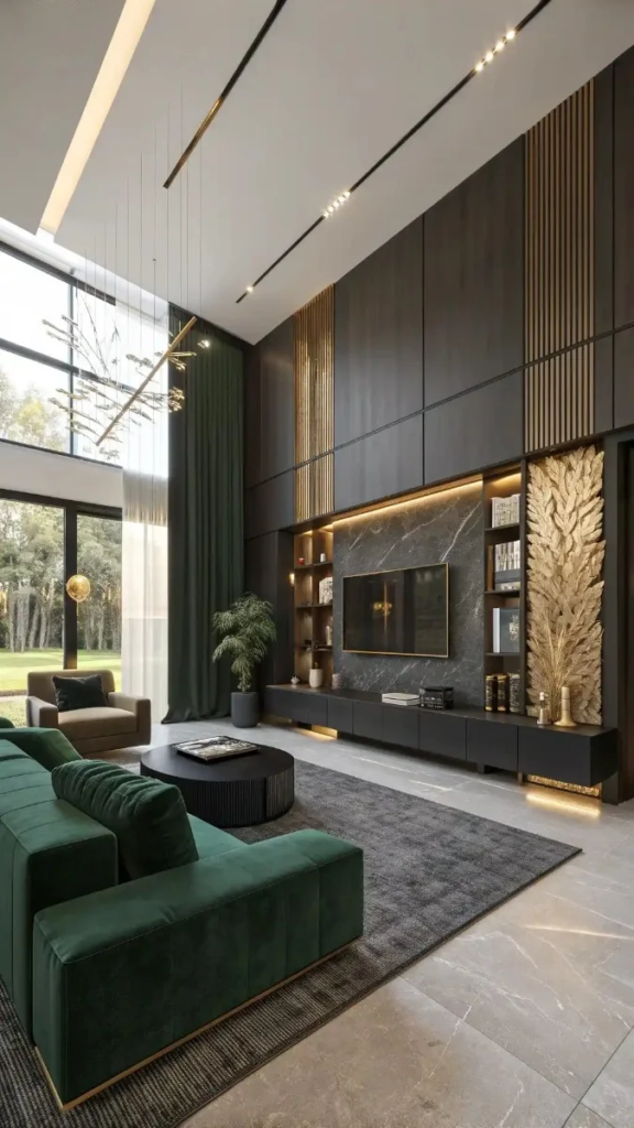 17 Black Green And Gold Living Room Ideas That Look Stunning 2 image 347