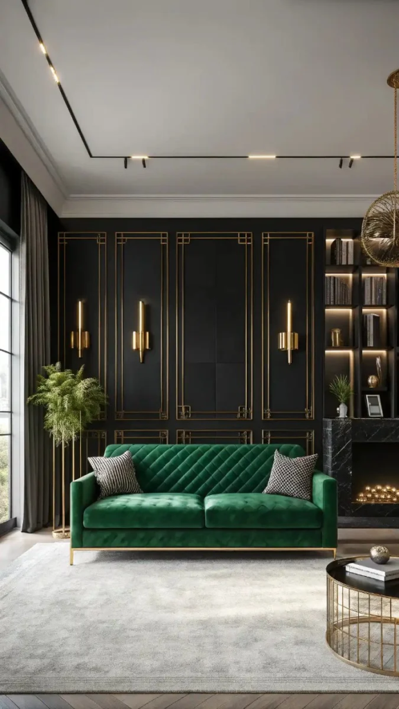 17 Black Green And Gold Living Room Ideas That Look Stunning 5 image 350