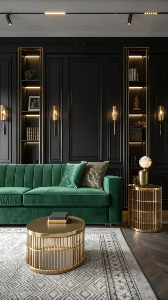 17 Black Green And Gold Living Room Ideas That Look Stunning 8 image 354