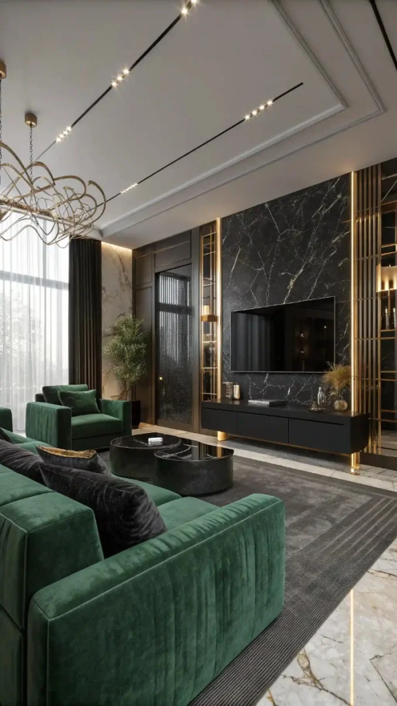 17 Black Green And Gold Living Room Ideas That Look Stunning 10 image 356