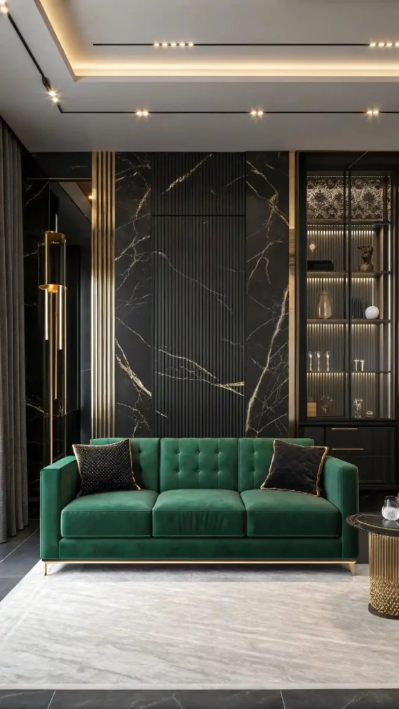 17 Black Green And Gold Living Room Ideas That Look Stunning 16 image 367