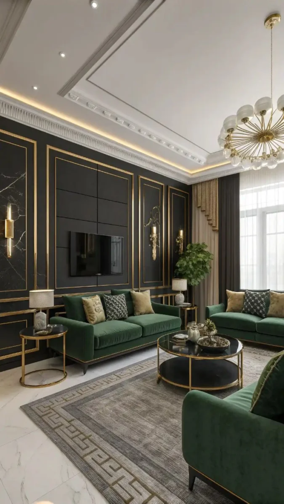 17 Black Green And Gold Living Room Ideas That Look Stunning 17 image 369