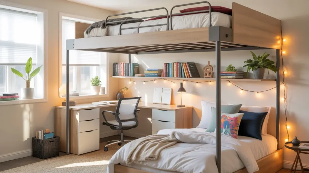 25 Lofted Bed Ideas: Elevate Your Dorm Room to New Heights 5 lofted doem bedroom