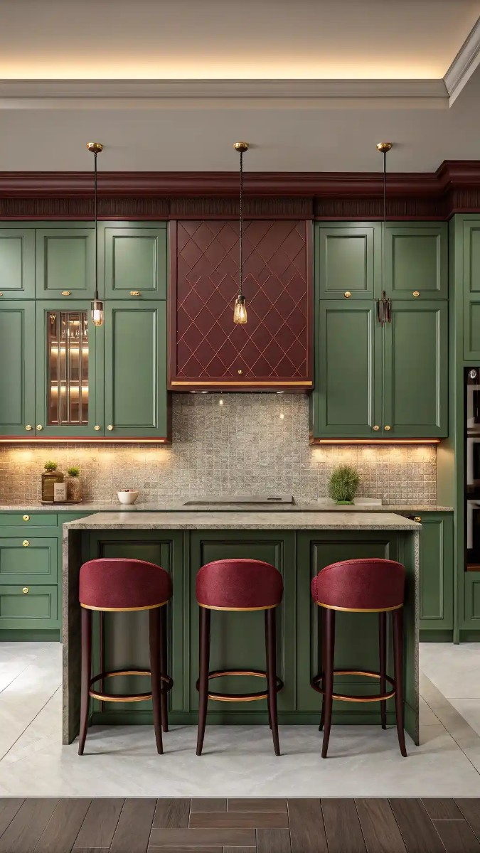 19 Green And Burgundy Kitchen Ideas That Are Trending Now 12 image 606