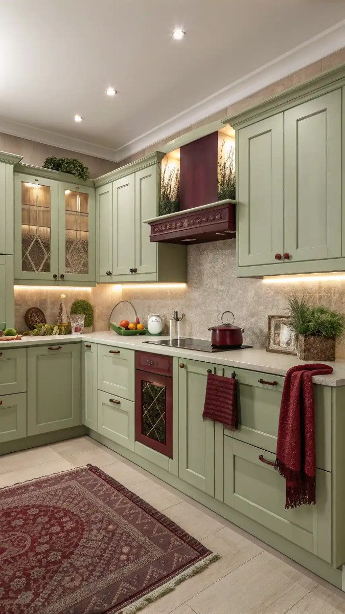 19 Green And Burgundy Kitchen Ideas That Are Trending Now 16 image 610