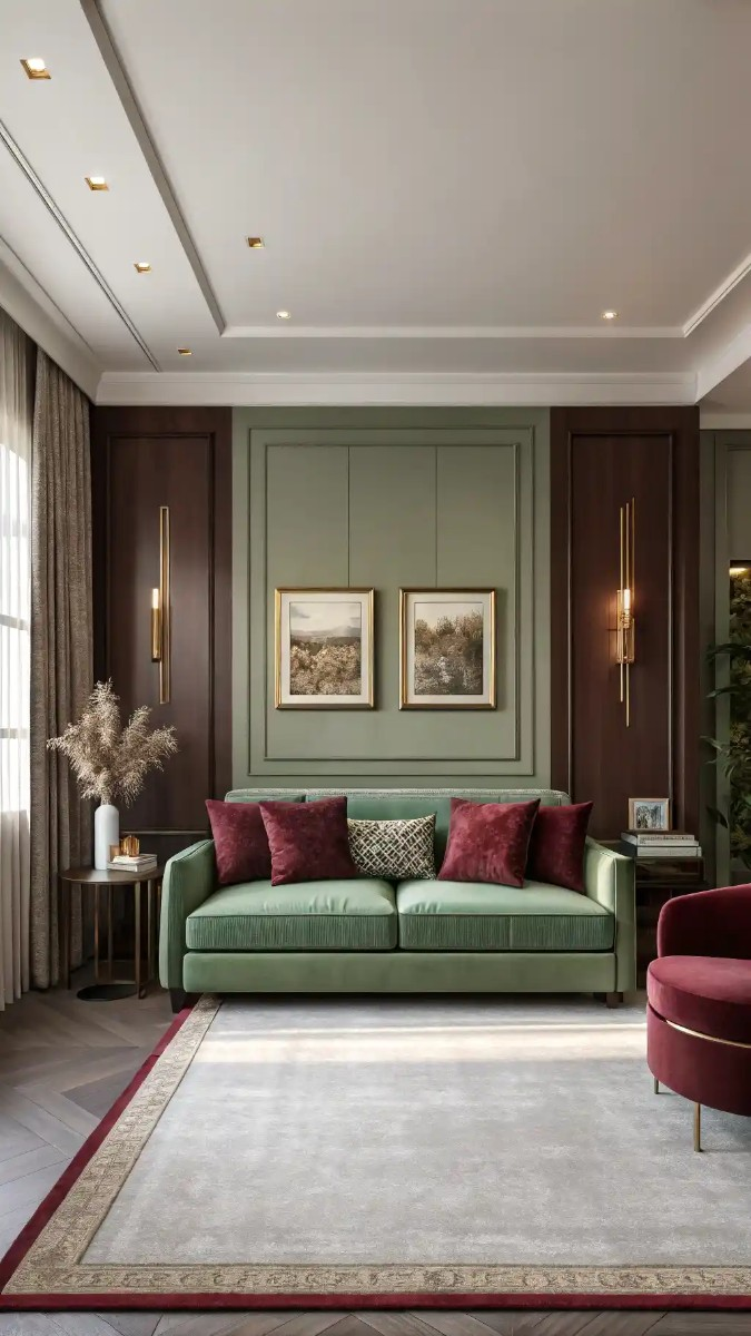 18 Green And Burgundy Living Room Decor Ideas 3 image 751