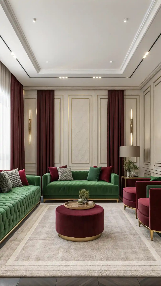 18 Green And Burgundy Living Room Decor Ideas 4 image 752