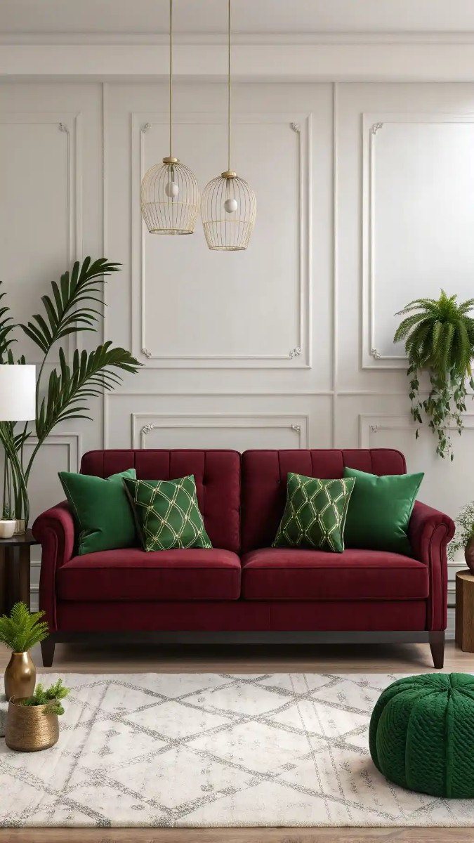 18 Green And Burgundy Living Room Decor Ideas 5 image 753