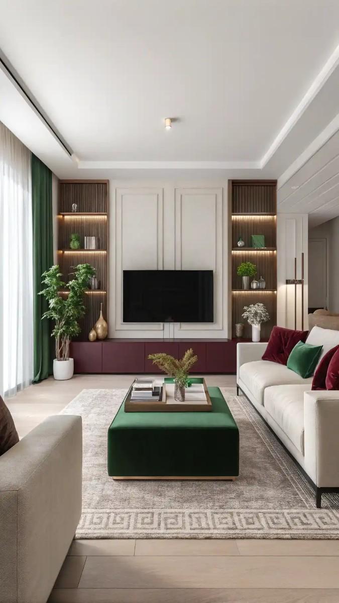 18 Green And Burgundy Living Room Decor Ideas 6 image 754