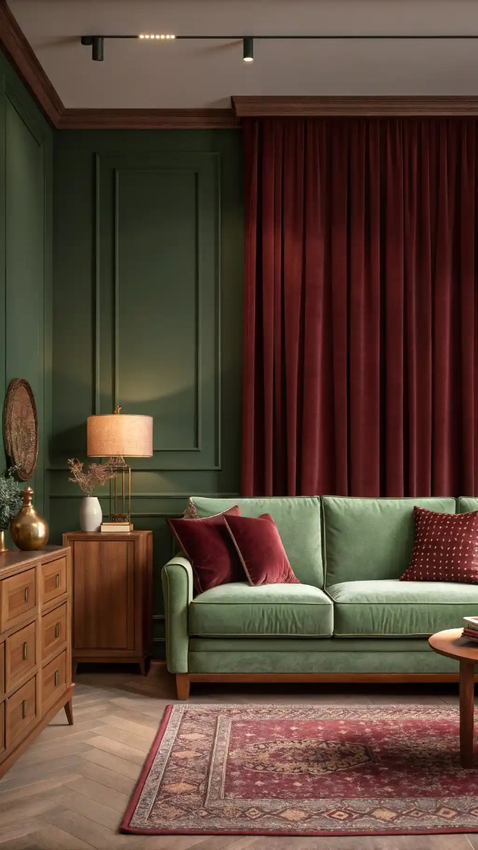 18 Green And Burgundy Living Room Decor Ideas 9 image 757