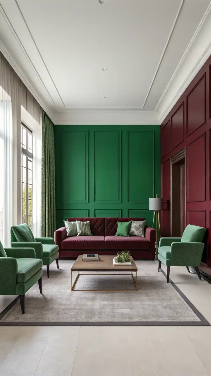18 Green And Burgundy Living Room Decor Ideas 10 image 758