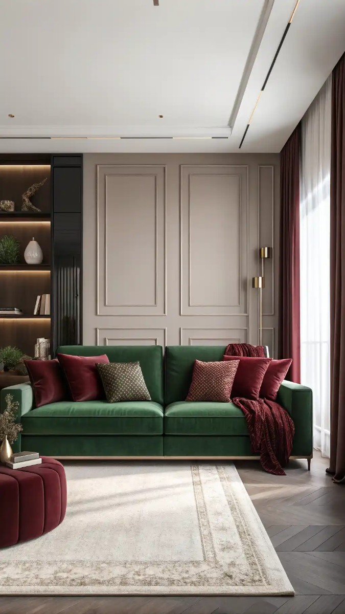 18 Green And Burgundy Living Room Decor Ideas 11 image 759