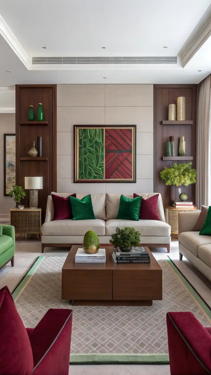 18 Green And Burgundy Living Room Decor Ideas 12 image 760