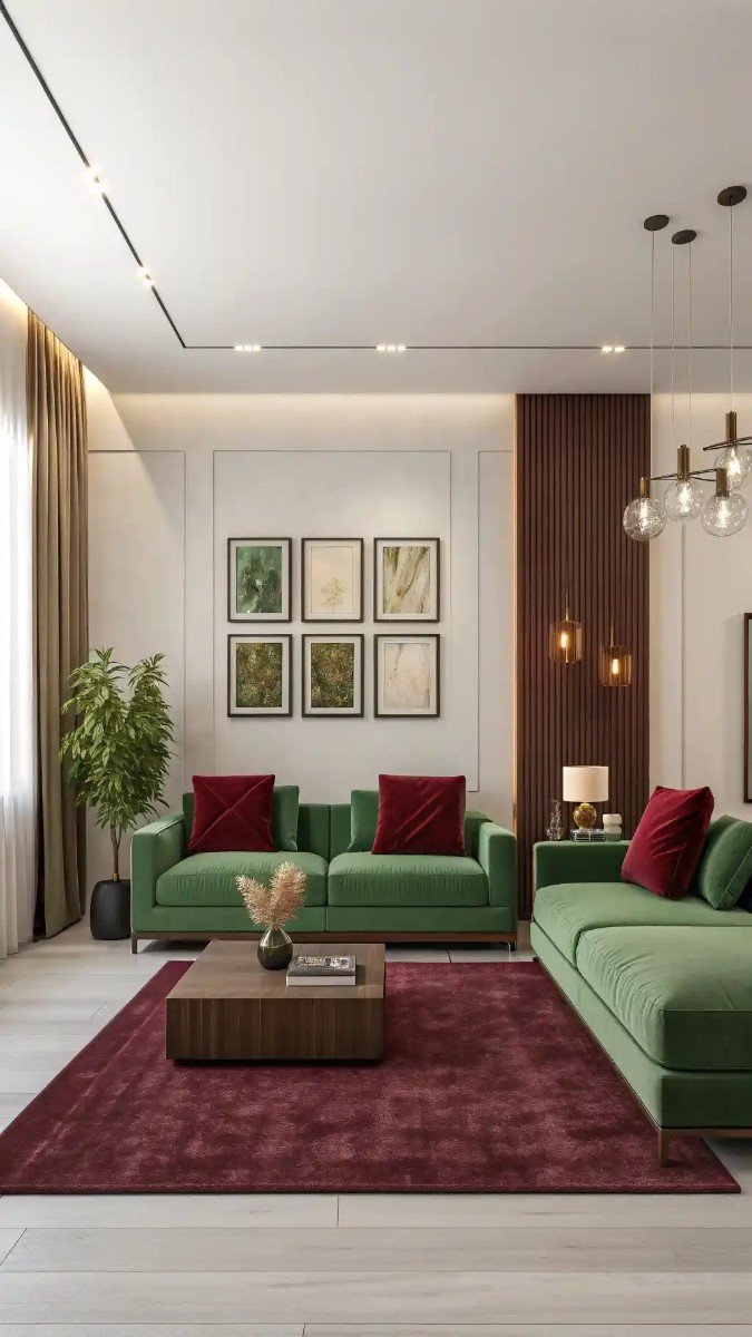 18 Green And Burgundy Living Room Decor Ideas 13 image 761