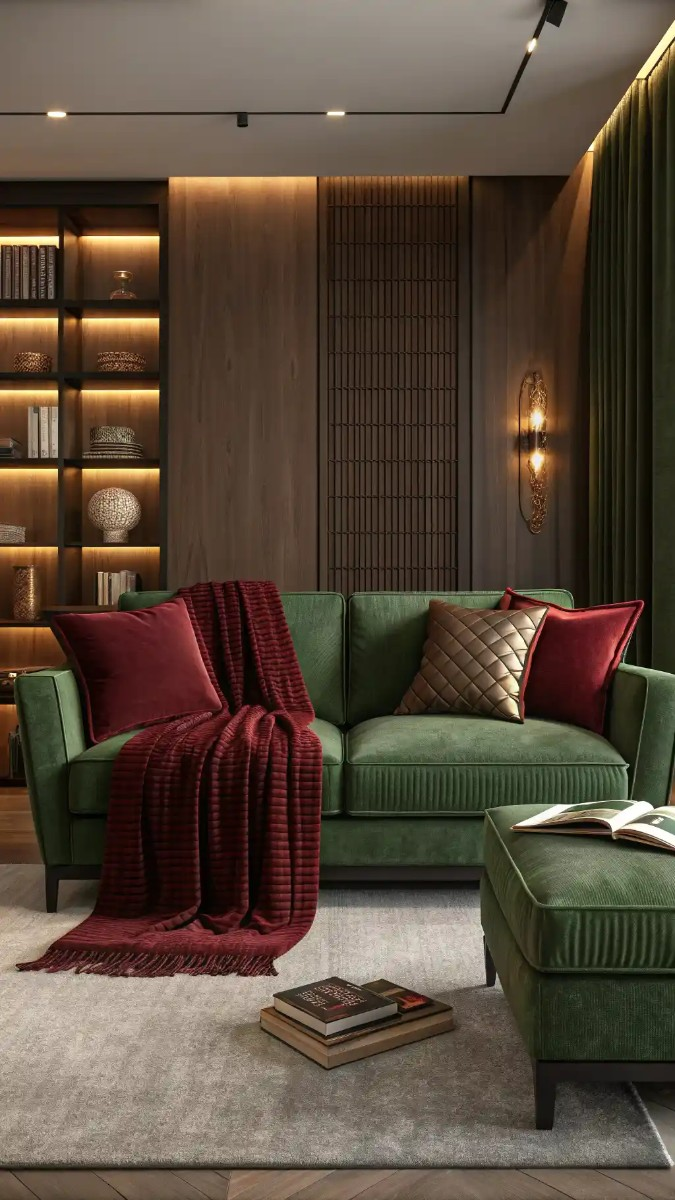 18 Green And Burgundy Living Room Decor Ideas 15 image 763