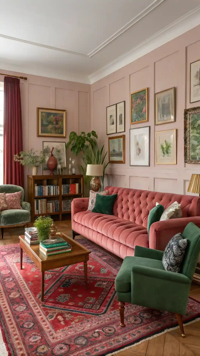 24 Pink, Red & Green Living Room Designs 3 image 178