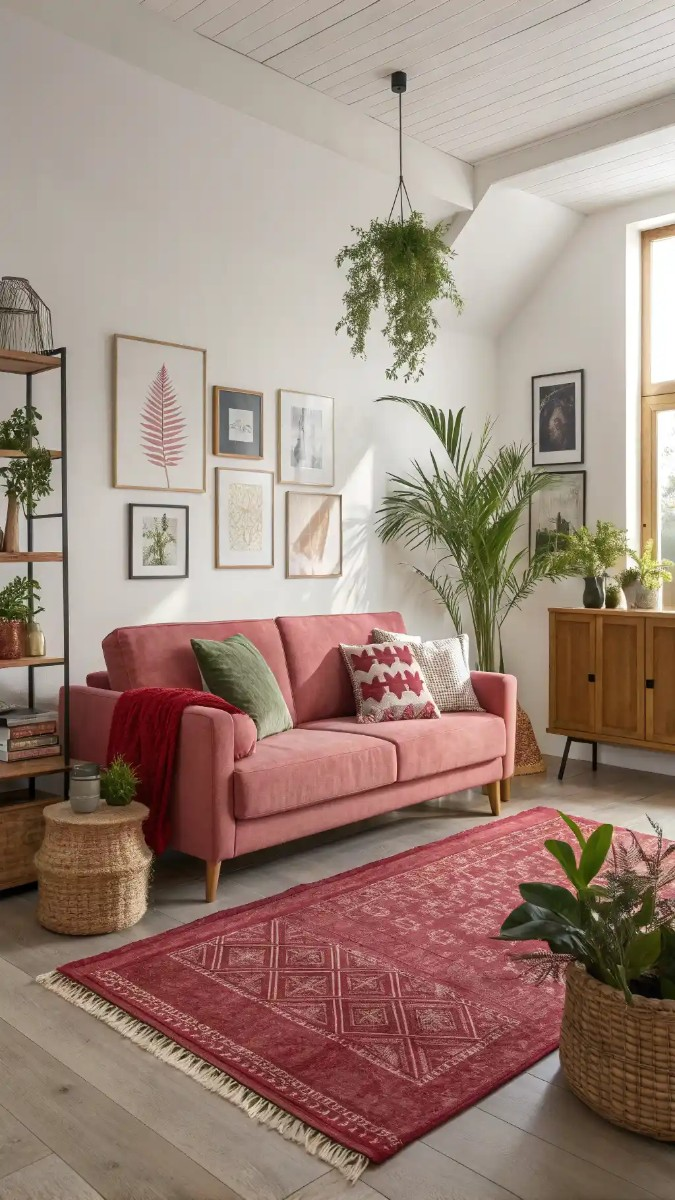 24 Pink, Red & Green Living Room Designs 6 image 181