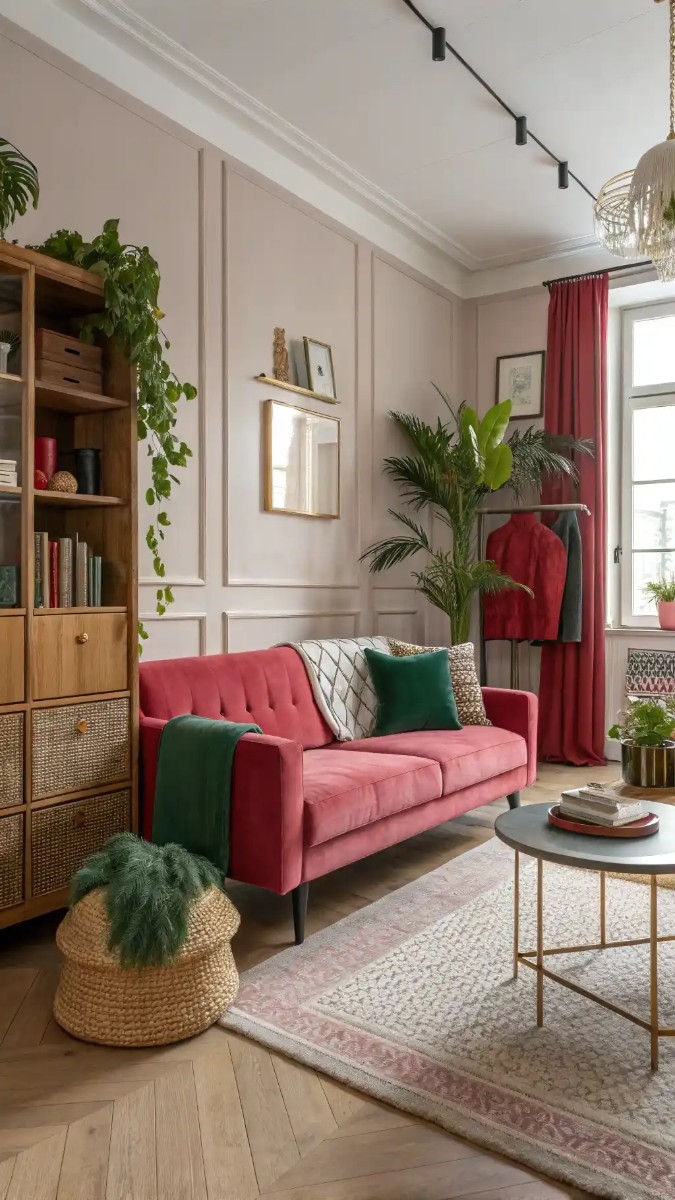 24 Pink, Red & Green Living Room Designs 7 image 182