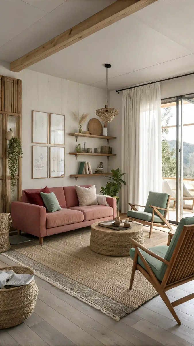 24 Pink, Red & Green Living Room Designs 8 image 183