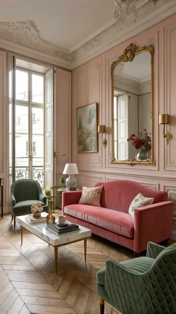 24 Pink, Red & Green Living Room Designs 11 image 41