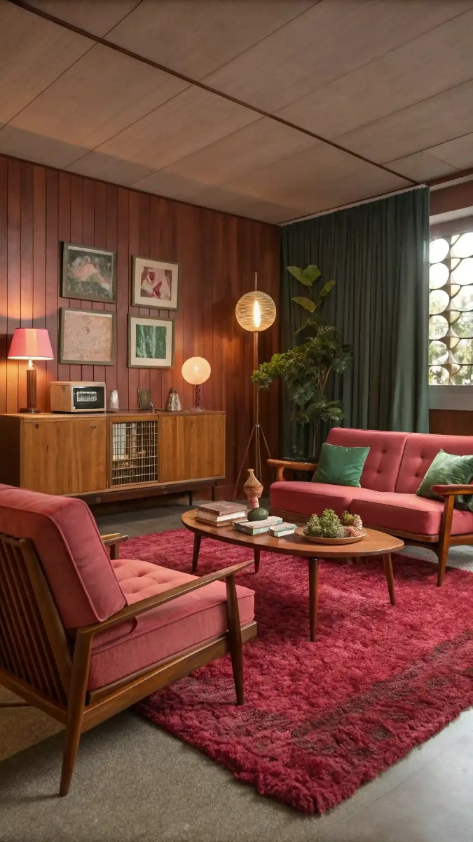 24 Pink, Red & Green Living Room Designs 12 image 42
