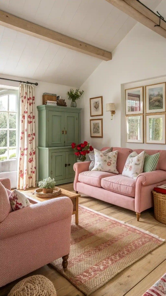 24 Pink, Red & Green Living Room Designs 13 image 43