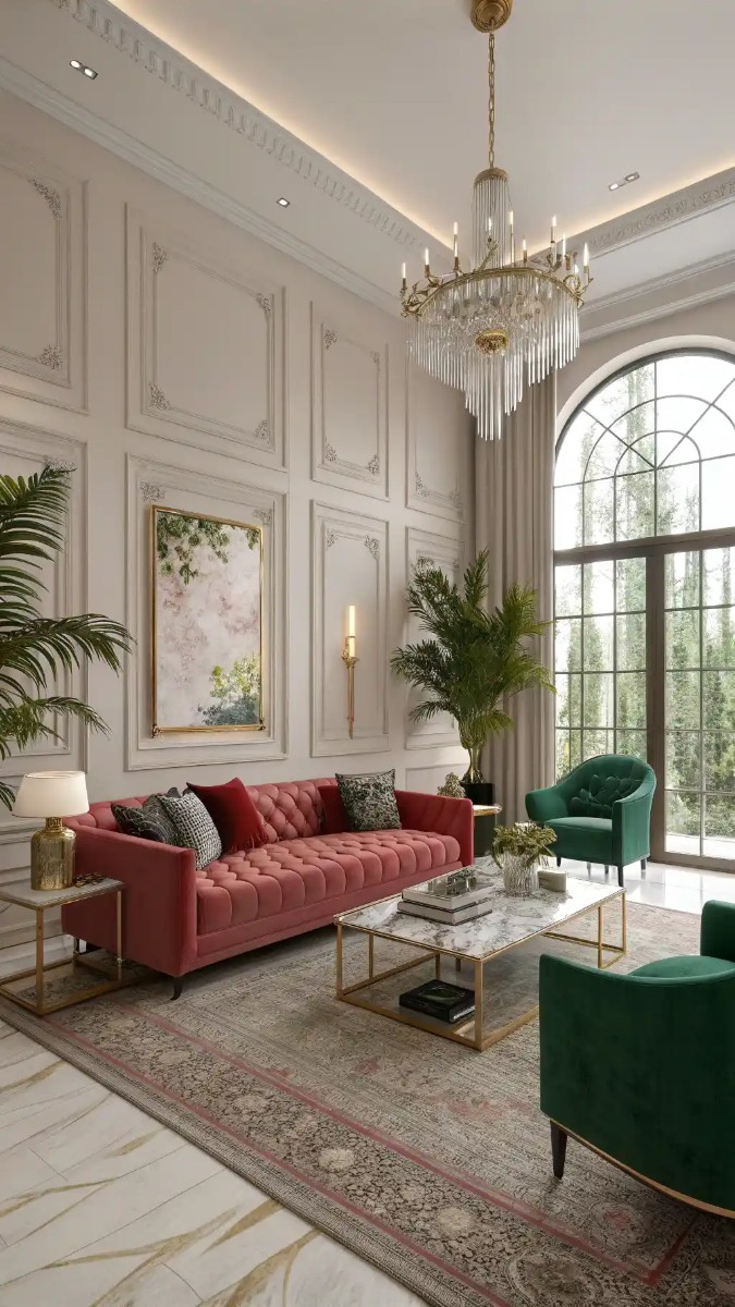 24 Pink, Red & Green Living Room Designs 14 image 44