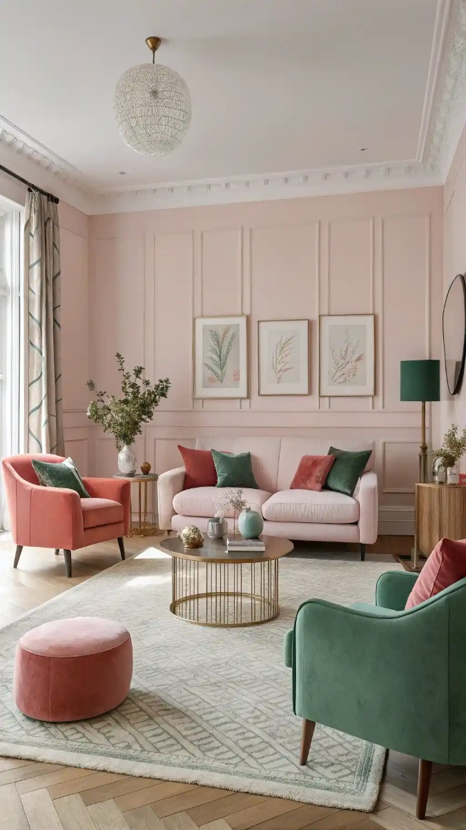 24 Pink, Red & Green Living Room Designs 15 image 45