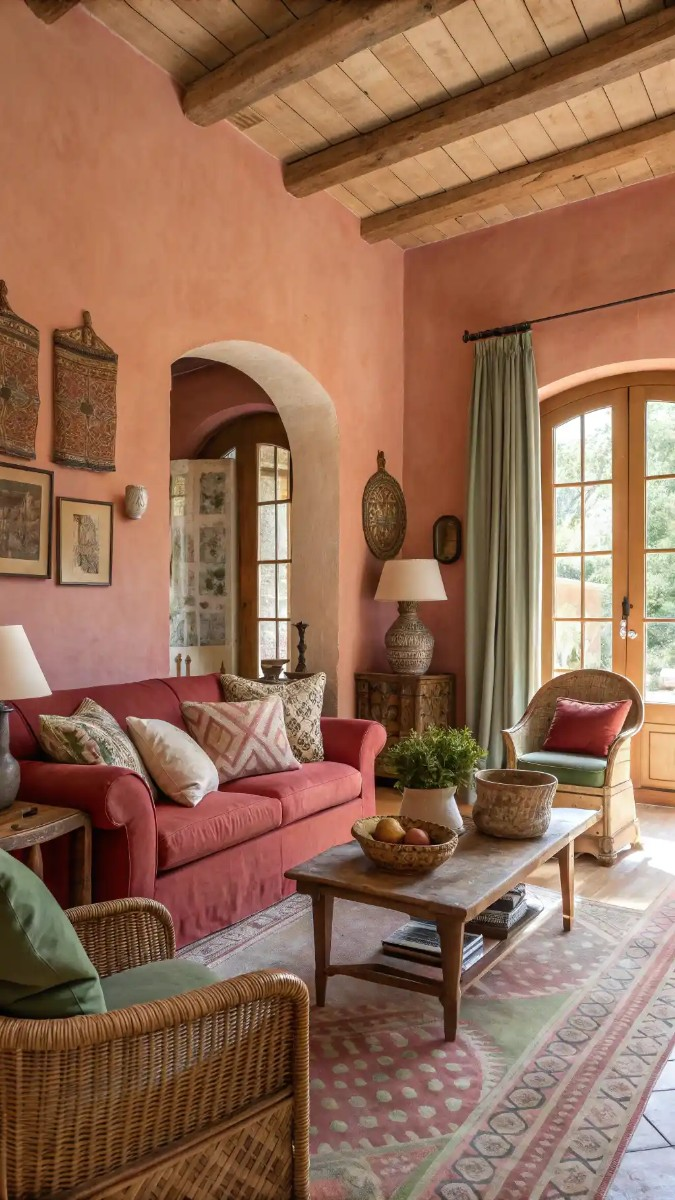 24 Pink, Red & Green Living Room Designs 16 image 46