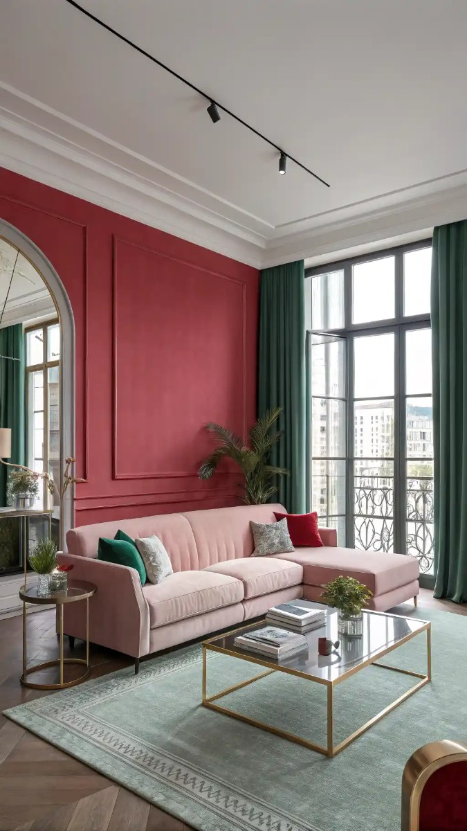 24 Pink, Red & Green Living Room Designs 17 image 48