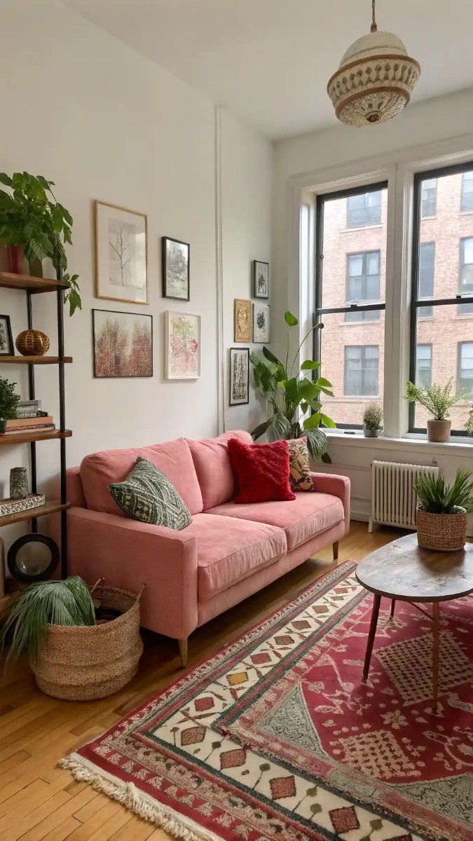 24 Pink, Red & Green Living Room Designs 19 image 50