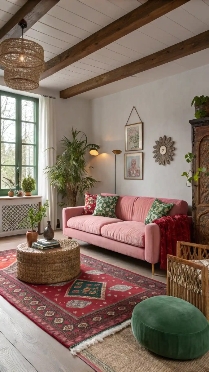 24 Pink, Red & Green Living Room Designs 20 image 51
