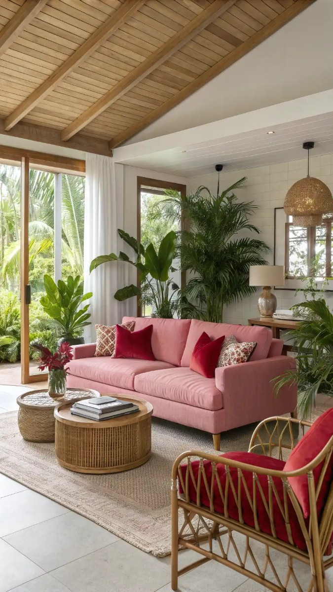 24 Pink, Red & Green Living Room Designs 22 image 53