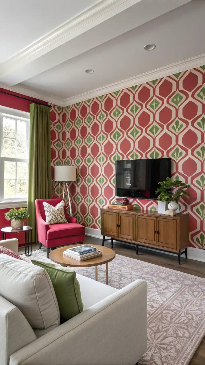 24 Pink, Red & Green Living Room Designs 23 image 54
