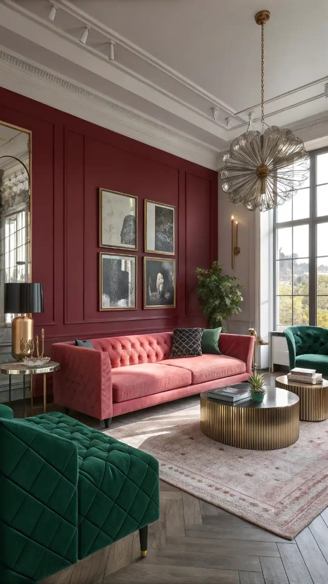 24 Pink, Red & Green Living Room Designs 25 image 56